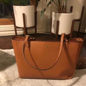 Tori Burch York Buckle Brown Leather Tote